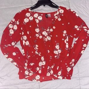 Red floral H&M Blouse